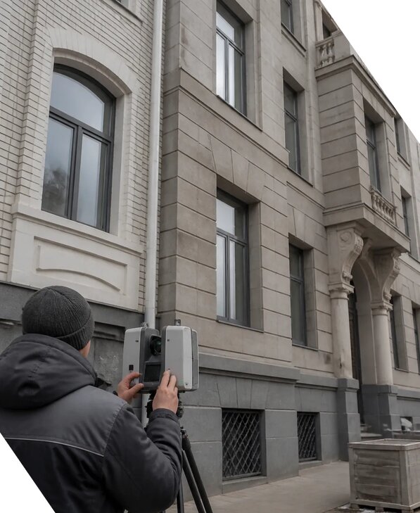 Лазерное сканирование фасадов зданий для обследования в Зиме